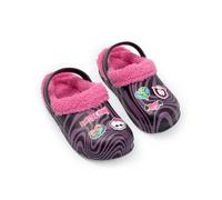 Monster High Schwarze und rosa Clogs mit Herz-Abzeichen für Mädchen | Flauschig gefütterte Schuhe für den Alltag | Lustiges Charakterdesign, inspiriert von Fernsehserien Merchandise