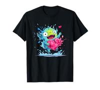 Monster mit großem rosa Herz Splash Love Kawaii T-Shirt