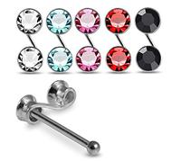 Monster Piercing 5 Stück Packung doppelte Crystal Stein Top S gestalten 22 Gauge 925 Sterling Silber Nase Knochen Stud Piercing