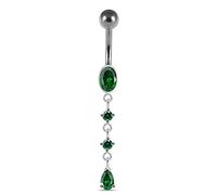 Monster Piercing Dark Green Crystal Stein Fancy Design Sterling Silber Bauch Bars Piercing