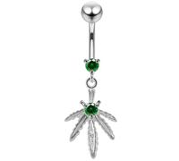 Monster Piercing Dark Green Crystal Stein Marihuana Blatt Design Sterling Silber Bauch Bars Piercing