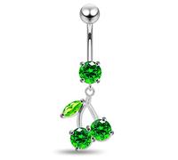 Monster Piercing Dark Green Crystal Stein Trendy Cherry Design Sterling Silber Bauch Bars Piercing