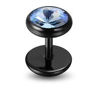 Monster Piercing Runde Lavendel Crystal Stein 16 Gauge schwarz eloxiert chirurgischer Stahl 316L Fake Ohr Piercing Plug