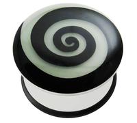 Monster Piercing UV Acryl Double Flared Tunnel | Ohr Plug Tunnel Piercing Fleischtunnel | Leuchtet im Dunkeln | Spirale | Durchmesser: 4MM bis 20MM | Schwarz Weiß