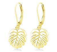 Monstera Ohrringe 925 Sterling Silber Leverback Ohrringe Palmenblätter Tropische Ohrringe Pflanze Baumeln Tropfen Ohrring für Damen Mädchen Modeschmuck (Vergoldet)