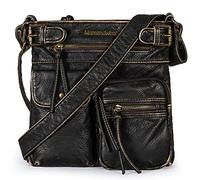 Montana West Crossbody-Tasche für Damen, weiches gewaschenes Leder, mehrere Taschen, Schulter-Geldbörsen und Handtaschen, bronze, Small