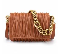 Montana West Kette Umhängetasche für Frauen gesteppte Clutch Geldbörsen und Handtaschen Chunky Chain Purse 060, 060 Braun, Medium