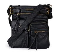 Montana West Umhängetasche für Frauen Weiches Leder Multi Pocket Schultertaschen Vintage Damen Geldbörsen und Handtaschen, schwarz, Small