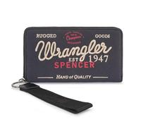 Montana West Wrangler Classic Logo Wristlet Wallets for Women Classic Retro Wallet Purse Bifold Oversized Logo Clutch Wristlet, Schwarz, 8.5 x 4.5 x 1 inches, Classic