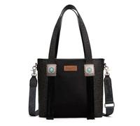Montana West Wrangler Tragetasche aus Rindsleder für Damen, Western-Werkzeugtasche, Lederfransen mit türkisfarbenem Stein-Concho, Large