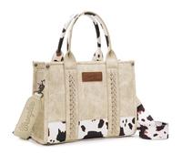 Montana West Wrangler Tragetasche für Damen, Western-Kuh-Druck, Designer-Handtasche mit Tragegriff oben, M Beige-Gitarrengurt, Medium