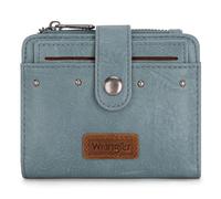 Montana West X Wrangler Geldbörse für Damen, klein, faltbar, Kreditkartenetui mit abnehmbarem Ausweisfenster, A-Jeans Blau, S, Western