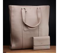 Montblanc Leather Goods Soft Grain Executive Tote Bag Beige Wallet Set 111821 ID