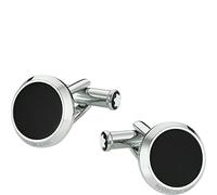 Montblanc Meisterstück Manschettenknöpfe aus Edelstahl, Mit Onyx Stein verziert, Farbe: Silber/Schwarz, 112896