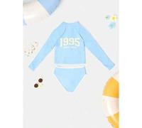 Monte Carlo Bikini-Set mit Langarm-Oberteil und Logo-Muster, Crop-Top mit Reißverschluss und hoher Taille, Jugendliche Beachwear-Kollektion