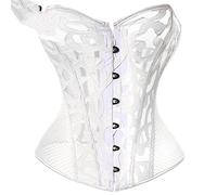 Montecarduo Damen Bustier Korsett - Durchsichtige Körper Shapewear Hollow Out Braut Weiß Korsett Top Sexy Frauen Korsetts Und Bustier Plus Size Korselett Zum Verschleiß Dessous, Stil A, XL