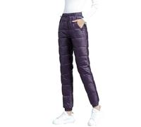 Montecarduo Damen-Daunenhose - Damen-Elastische, Gesteppte Joggerhose Mit Hoher Taille, Warme, Lockere Winter-Daunenhose, Ultraleichte, Winddichte, Gesteppte Daunenhose, Wie Abgebildet, XXL