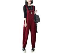 Montecarduo Damen Latzhose - Jumpsuit Damen Verdicken Rot Cord Overall Strampler Lässige Streetwear Cargo Bib Baggy Pants Für Outdoor Hosen Streetwear,Style A,L