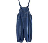 Montecarduo Damen Latzhose - Lose, Übergroße, Blaue Denim-Overalls, Damen, Lässig, Herbst, Blau, Schwarz, Jean, Overall, Große Größe, Weites Bein, Mutter, Jeans, Hose, Latzhose, Baggy Pants, Stil