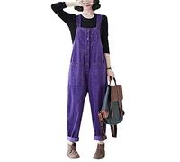 Montecarduo Damen Latzhose - Winter-Cord-Overalls Für Damen, Strampler, Lässig, Weites Bein, Baggy-Cargohose, Vintage-Riemen, Latzhose Für Outdoor-Hosen, Streetwear, Stil A, XXL