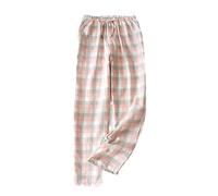 Montecarduo Damen-Pyjamahose - Sommer-Damen-Rosa-Pyjama, Gestrickte Baumwollhose, Herren- Und Damen-Karohose, Lockere, Lässige Schlafhose, Nachtwäsche-Hose, Pyjama, Stil, M