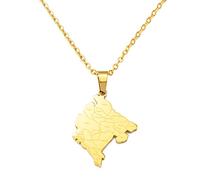 Montenegro-Karte Mit Städtenamen-Anhänger-Halsketten, Glattes Design, Verstellbare Kette, Hip-Hop-Karte-Halskette, Personalisierte Halskette Für Jeden Tag, Hip-Hop-Freundschaft, Ethnischer Modes