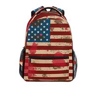 Montoj American Flag Scrawl Pattern Reisetasche Campus Rucksack