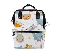 Montoj Cartoon-Rucksack, Motiv: Katze Fuchs, Kaninchen, Canvas, für Reisen