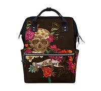 MONTOJ Day Of The Dead Totenkopf Blumen Canvas Rucksack Reise Campus Rucksack