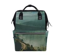 MONTOJ Hazy Green Hilly Mountain Canvas Reisetasche Campus Rucksack