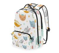 MONTOJ Rucksack mit herausnehmbarer Kreuztasche, Cartoon-Tier, Katze, Fuchs, Kaninchen