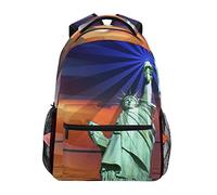 Montoj The Statue of Liberty American Flag Stars Reisetasche Campus Rucksack