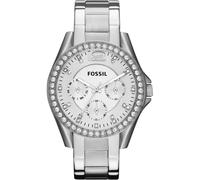 Fossil ES3202 RILEY Uhr Damenuhr Edelstahl 100m Analog Datum Zirkonia