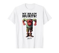 MONTY PYTHON Gumby My Brain Hurts T-Shirt, Weiß, S, Unisex, Klassisches Novelty-T-Shirt, Tierdruck, Klassische Passform, Halbarm, V-Ausschnitt, Imported, Baumwolle 100%