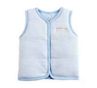 Monvecle Baby-Unterhemd aus Baumwolle, warm, Unisex, f r S uglinge und Kleinkinder, leicht wattierte Weste, blau gestreift, 12 18 Monate