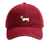 MONYRA Unisex Baseball Cap mit Dackel Stickerei - Premium Baumwoll Mütze verstellbar für Damen & Herren - Niedliche Hundemotiv Kappe, Einheitsgröße (Dunkelrot)