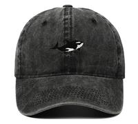 MONYRA Vintage Baseball Cap mit Orca Stickerei, Unisex Kappe aus gewaschener Baumwolle, Verstellbarer Schwertwal Dad Hat für Damen und Herren (Schwarz)