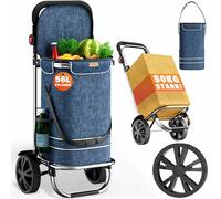 MONZANA® 3in1 Einkaufstrolley 56L bis 50 kg klappbar abnehmbare Tasche Handwagen Einkaufswagen Einkaufshilfe Roller Blau