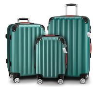 Monzana® 3tlg. Kofferset, Grün - M-L-XL - inkl. Schloss, Organizer & Kofferwaage - Gurt Gel-Griffe, Zwillingsrollen, Standfüße, Trolley, Reisekoffer, Hartschalenkoffer, Gepäck-Set, Trolley Set