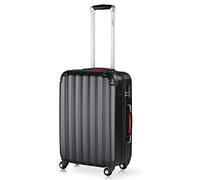 MONZANA® Koffer Baseline Handgepäck ABS Hard Case Gehäuse gummierte Rollen Teleskopgriff Zahlenschloss Reisekoffer Hartschalenkoffer Trolley Schwarz L