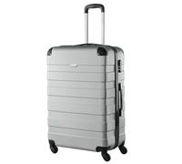 Monzana® Koffer Essential Größe XL Reisekoffer 120 Liter Volumen Hartschale Gel-Griffe 4 Rollen Kantenschutz Hardcase Schloss Füße Trolley Rollkoffer Silber