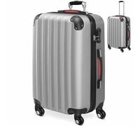 Monzana® Koffer Handgepäck ABS Hard Case 4 Rollen Teleskopgriff Zahlenschloss Kantenschutz Reisekoffer Hartschalenkoffer Rollkoffer Trolley Silber L
