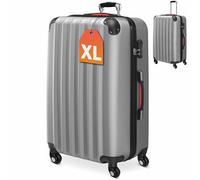 Monzana® Koffer Handgepäck ABS Hard Case 4 Rollen Teleskopgriff Zahlenschloss Kantenschutz Reisekoffer Hartschalenkoffer Rollkoffer Trolley Silber XL