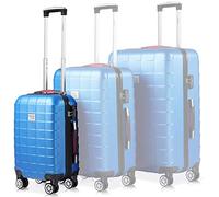 MONZANA Koffer Handgepäck Trolley mit TSA Schloss Zwillingsrollen Teleskopgriff Standfüße Größe M Blau Reisekoffer Rollkoffer