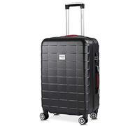 MONZANA® Koffer Handgepäck Trolley mit TSA Schloss Zwillingsrollen Teleskopgriff Standfüße Größe L Schwarz Reisekoffer Rollkoffer