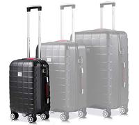 MONZANA Koffer Handgepäck Trolley mit TSA Schloss Zwillingsrollen Teleskopgriff Standfüße Größe M schwarz Reisekoffer Rollkoffer