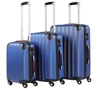 Monzana® Kofferset Baseline 3er Hartschalen-Koffer Trolley Reisekoffer Rollkoffer Handgepäck 4 Rollen M-L-XL Set Blau