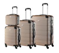 MONZANA® Kofferset Essential Hartschalen Koffer M-L-XL Gel-Griffe 4 Rollen Kantenschutz Beautycase Schloss Trolley Rollkoffer Reisekoffer 3er Set Champagner