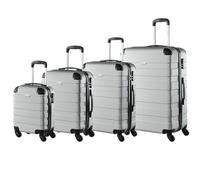 MONZANA® Kofferset Essential Hartschalen Koffer S-M-L-XL Gel-Griffe 4 Rollen Kantenschutz Hardcase Schloss Füße Trolley Rollkoffer Reisekoffer 4er Set Silber