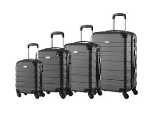 MONZANA® Kofferset Essential Hartschalen Koffer S-M-L-XL Gel-Griffe 4 Rollen Kantenschutz Hardcase Schloss Füße Trolley Rollkoffer Reisekoffer 4er Set schwarz